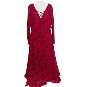 Fallen Star Dress Womens Size 12 Floral Lace up Whimsigoth Witchy Goth Holiday